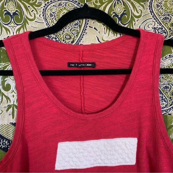 Rag & Bone/ JEAN Red Cast Number "5" Applique Tank Top Size Medium - Picture 3 of 15
